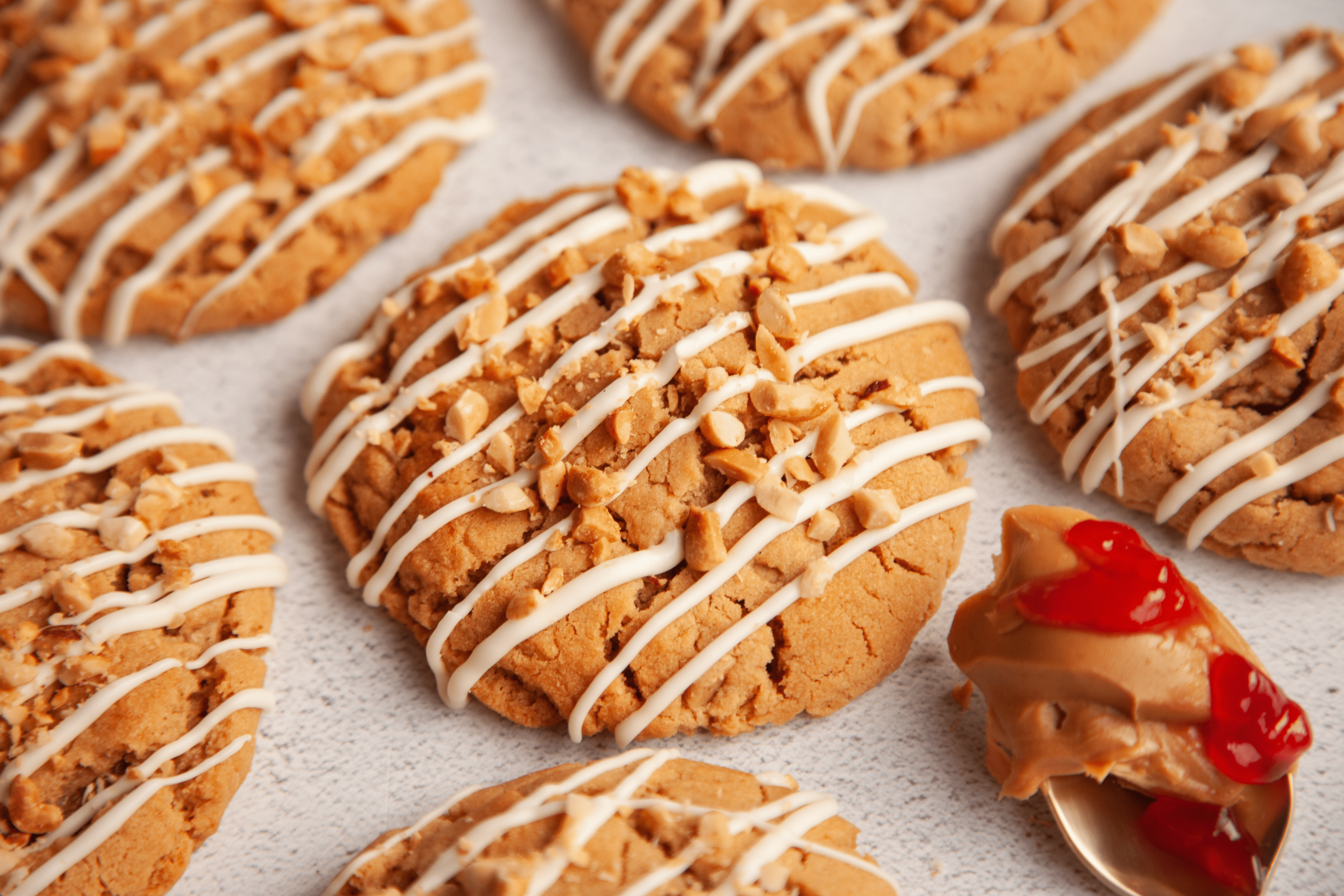 peanut butter and jelly cookie recipe with white chocolate drizzle